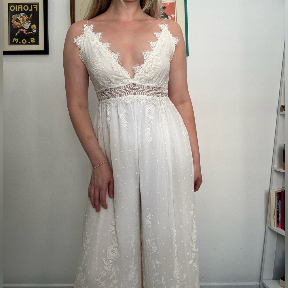 DESIGNER Zimmermann Ivory Lace Jumpsuit